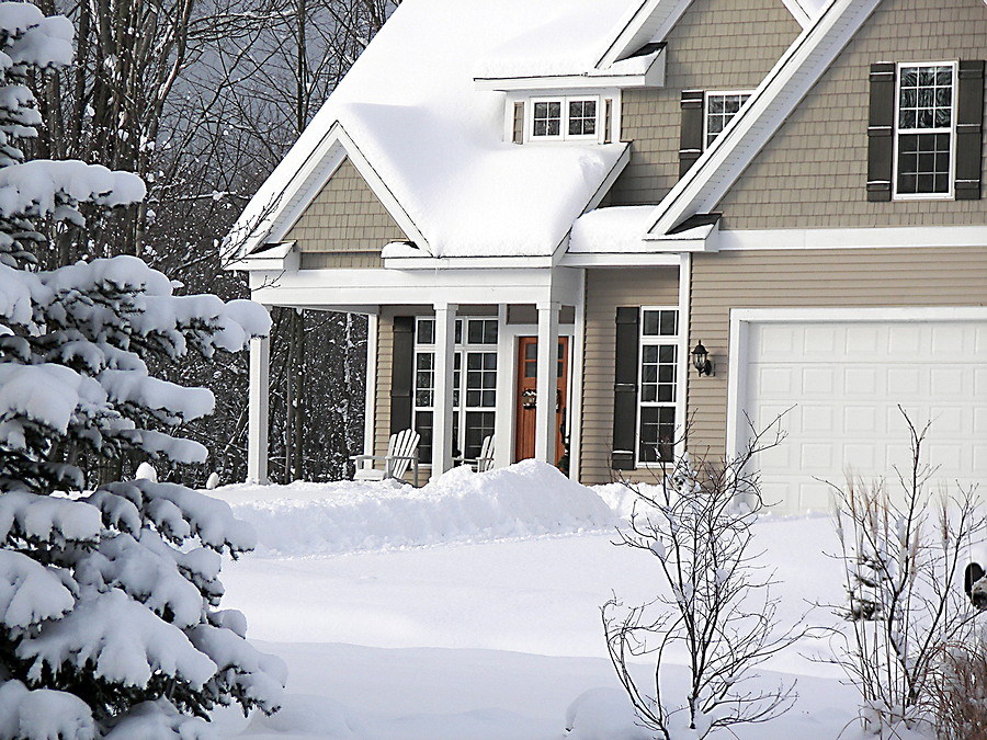 Michigan house with snow on it