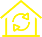 Duct Cleaning icon featuring a home with air circulating
